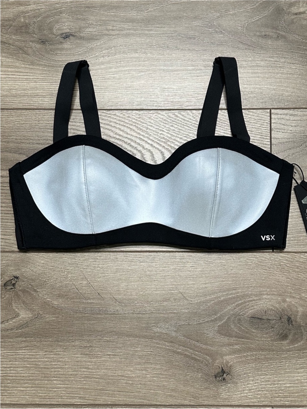 Victoria's Secret VSX Glow Reflective Balconette Sports Bra Black Silver Medium